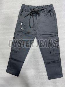 Solid Dark Grey Stretchable Boys Cargo Pants Everyday Wear 22X30