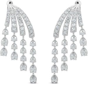 10K White Gold Diamond Chandelier Earrings