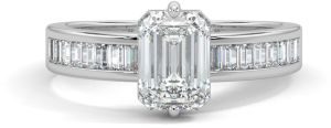 10K White Gold Emerald Cut Diamond Engagement Ring