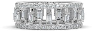 10K White Gold Geometric Baguette Diamond Ring