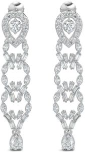 10K White Gold Marquise Diamond Chandelier Drop Earrings