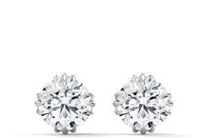 10K White Gold Round Cut Diamond Stud Earrings