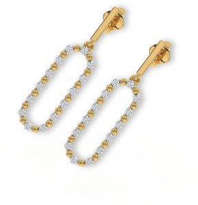 14K Gold Diamond Paperclip Drop Earrings