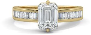 14K Gold Emerald Cut Diamond Engagement Ring