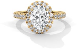 14K Gold Oval Halo Diamond Engagement Ring