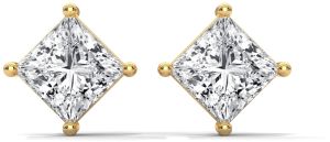 14K Gold Square Diamond Stud Earrings
