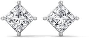 14K White Gold Square Diamond Stud Earrings