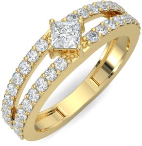 18K Gold Princess Cut Diamond Engagement Ring