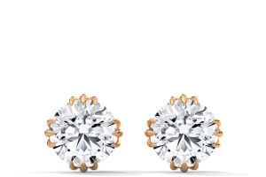 18K Rose Gold Drop Diamond Stud Earrings