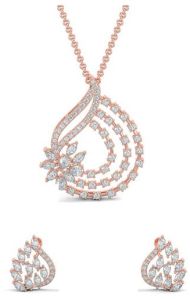 18k Rose Gold Serenity Leaf Diamond Pendant Set