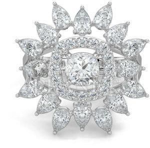 10K White Gold Floral Cluster Diamond Ring
