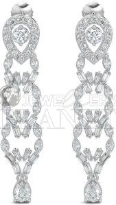 10K White Gold Marquise Diamond Chandelier Drop Earrings