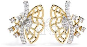 14k Gold Butterfly Shape Diamond Stud Earrings