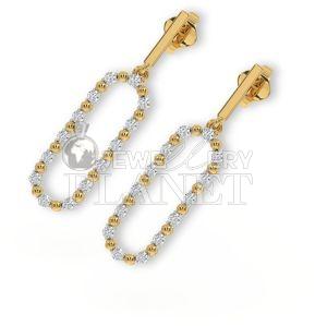 Polished 14K Gold Diamond Paperclip Drop Earrings, Color : Golden