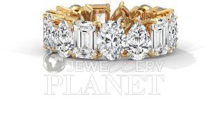 Polished 14K Gold Emerald Cut Diamond Ring, Color : Golden