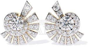 14k Gold Natural Diamond Stud Earrings, Color : Golden