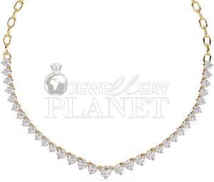 14K Yellow Gold Pear Cut Diamond Tennis Necklace