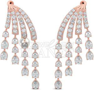 Polished 18K Rose Gold Diamond Chandelier Earrings