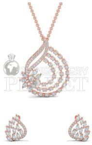 18k Rose Gold Serenity Leaf Diamond Pendant Set