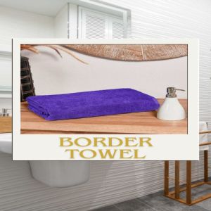 Micro Fibre Plum Purple Border Bath Towel 63 X 133 Cm (25