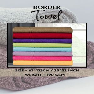 100% Cotton Soft & Absorbent Border Towel 63 X 133 Cm (25
