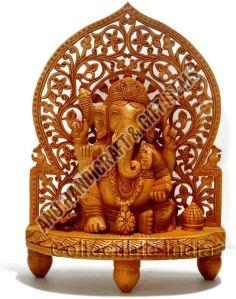 Polished Ganesh Frame Wooden Statue 6 Inches