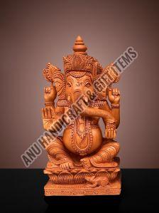Polished Anu Handicraft & Gift Items Wooden Ganpati Statue 6 Inches