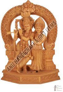 Polished Wooden Radha Krishna Murti 6 Inches
