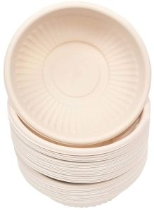 Cornstarch Round Bowl, Color : White for Food Serving