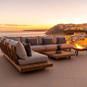 Glossy 6 Seater L Shape Wooden Sofa for Living Room Furniture