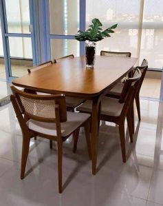 Plain 6 Seater Wooden Dinning Table, Shape : Rectangular