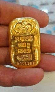 24 Carats 100gm Pamp Suisse Gold Bar, Shape : Rectangular