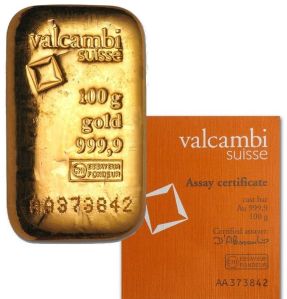 100gm Valcambi Suisse Gold Bar, Shape : Rectangular