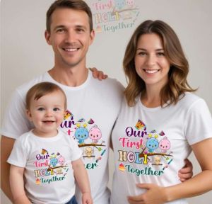 Rayon Holi Print Tshirt, Size : M