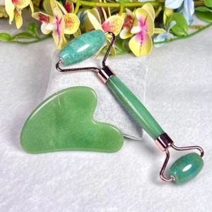 Green Aventurine Crystal Gua Sha Face Massage Roller