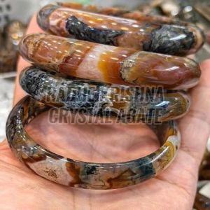 Polished Agate Crystal Stone Bangles, Color : Multicolor Party Wear