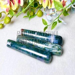 Polished Agate Moss Massage Wand, Color : Blue