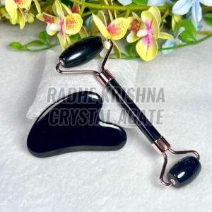 Black Obsidian Crystal Gua Sha Face Massage Roller