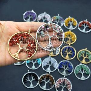 Polished Gemstone Tree Pendant Standard for Astrological, Worship