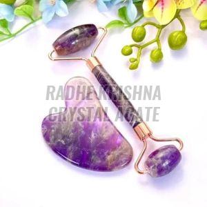 Purple Amethyst Crystal Gua Sha Face Massage Roller
