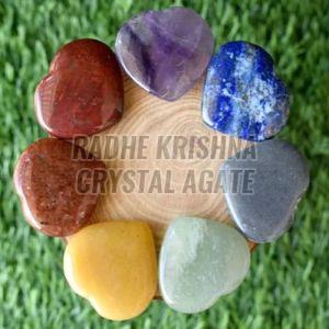 Seven Chakra Heart Shaped Stone