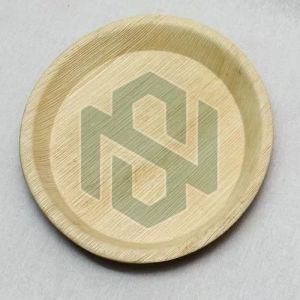 Plain 6 Inch Round Areca Leaf Plate, Color : Light Brown