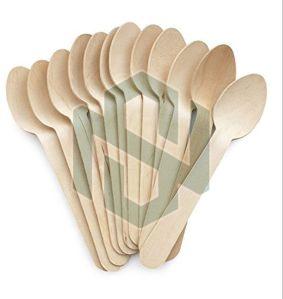 Plain Bamboo Disposable Spoon, Color : Creamy for Event Party Supplies