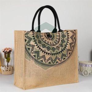 Printed Jute Bag, Shape : Rectangular, Handle Type : Loop Handle