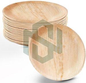 Plain Round Bamboo Plate, Color : Creamy for Serving Food