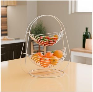 MTD21 Metal 2 Tier Swing Fruit & Vegetable Basket