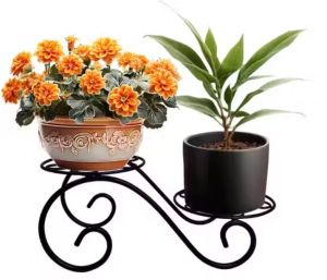 Polished MTD05 Metal Plant Stand, Color : Black