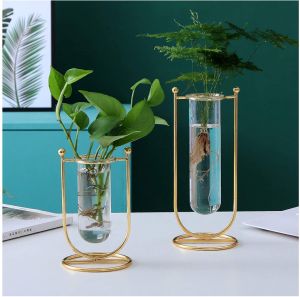 MTD15 Metal Frame Test Tube Glass Flower Vase