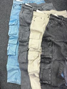 100% Cotton Denim (12 oz) Mens Baggy 8 Pocket Cargo Pant