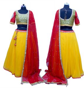 Satin Plain Traditional Chaniya Choli Free Size Festival Wear